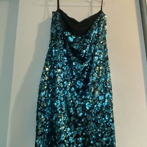 Teal/Black Sequined cocktail dress